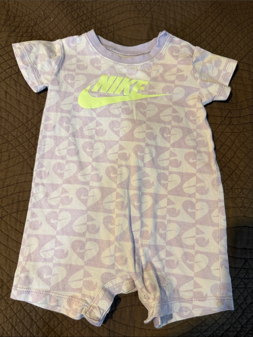 Nike Lavender Baby Romper with Neon Swoosh